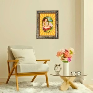 Goswami Tulsidas Spiritual Guru Digital Photo In Designer Frame, Size 10x16 Inch | Hindu Religious Picture For Home Temple, Office & Gift | Wall Art & Pooja Decor (F10440)