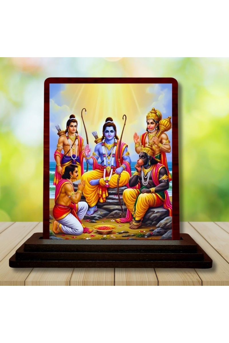 Car Desk/Table Top Lord Ram Wooden Photo Stand 3x4 Inches, Compact & Stylish Spiritual Display For Car, Home & Office (Pack Of 1) (F15106)