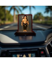 Car Desk/Table Top Lord Ayyappan Wooden Photo Stand 3x4 Inches, Compact & Stylish Spiritual Display For Car, Home & Office (Pack Of 1) (F14251)