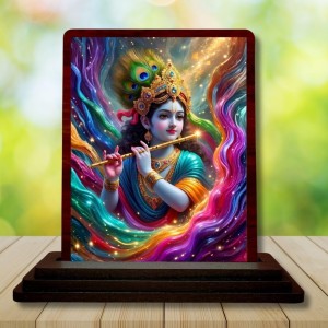 Car Desk/Table Top Lord Krishna Wooden Photo Stand 3x4 Inches, Compact & Stylish Spiritual Display For Car, Home & Office (Pack Of 1) (F14290) Car Desk/Table Top Lord Krishna Wooden Photo Stand 3x4 Inches, Compact & Stylish Spiritual Display For Car, Home & Office (Pack Of 1) (F14290)