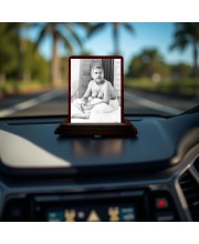 Car Desk/Table Top Sri Sri Anukul Chandra Thakur Wooden Photo Stand 3x4 Inches, Compact & Stylish Spiritual Display For Car, Home & Office (Pack Of 1) (F14642)