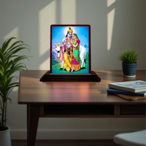 Car Desk/Table Top Lord Radha Krishna Wooden Photo Stand 3x4 Inches, Compact & Stylish Spiritual Display For Car, Home & Office (Pack Of 1) (F15111) Car Desk/Table Top Lord Radha Krishna Wooden Photo Stand 3x4 Inches, Compact & Stylish Spiritual Display For Car, Home & Office (Pack Of 1) (F15111)
