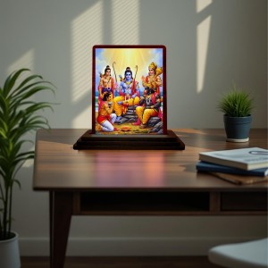 Car Desk/Table Top Lord Ram Wooden Photo Stand 3x4 Inches, Compact & Stylish Spiritual Display For Car, Home & Office (Pack Of 1) (F15106)