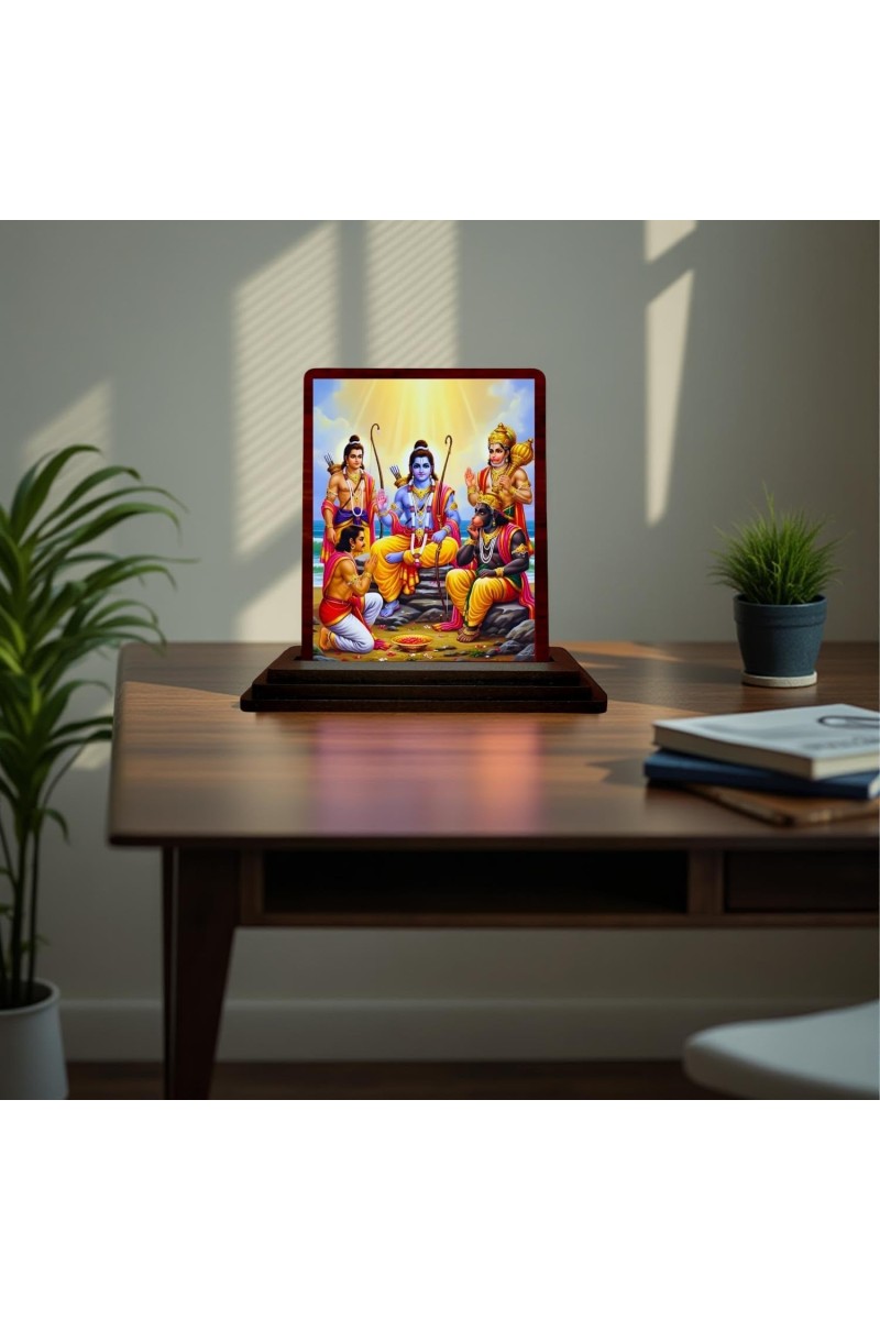 Car Desk/Table Top Lord Ram Wooden Photo Stand 3x4 Inches, Compact & Stylish Spiritual Display For Car, Home & Office (Pack Of 1) (F15106)