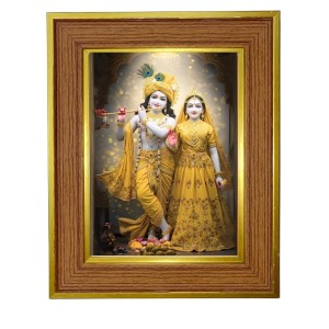 Lord Radha And Krishna Photo Frame 12x16 Inches-Brown Wooden Frame For Home, Office & Temple Decoration And Gifting (F6253)