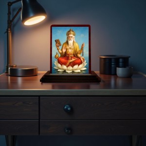 Car Desk/Table Top Lord Bramha Wooden Photo Stand 3x4 Inches, Compact & Stylish Spiritual Display For Car, Home & Office (Pack Of 1) (F14332) Car Desk/Table Top Lord Bramha Wooden Photo Stand 3x4 Inches, Compact & Stylish Spiritual Display For Car, Home & Office (Pack Of 1) (F14332)
