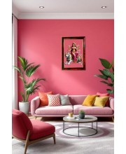Maa Durga Photo Frame For Wall & Table | 7x9 Inch Golden Cherry Finish | Decorative Maa Durga Photo Frame For Home, Office & Pooja Room (F11400)