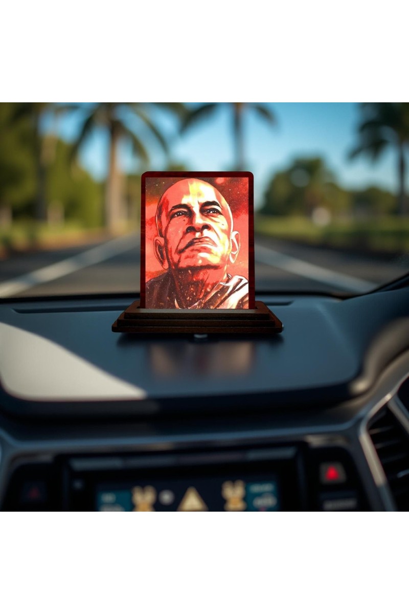 Car Desk/Table Top Bhaktivedanta Swami Prabhupada Wooden Photo Stand 3x4 Inches, Compact & Stylish Spiritual Display For Car, Home & Office (Pack Of 1) (F14435)