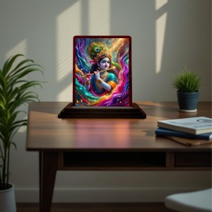 Car Desk/Table Top Lord Krishna Wooden Photo Stand 3x4 Inches, Compact & Stylish Spiritual Display For Car, Home & Office (Pack Of 1) (F15188) Car Desk/Table Top Lord Krishna Wooden Photo Stand 3x4 Inches, Compact & Stylish Spiritual Display For Car, Home & Office (Pack Of 1) (F15188)