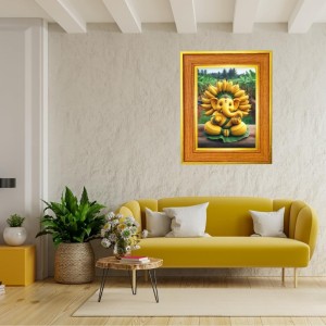 Ganpatii Bappa Photo Frame 18x22 Inches-Brown Wooden Frame For Home, Office & Temple Decoration And Gifting (F6478)