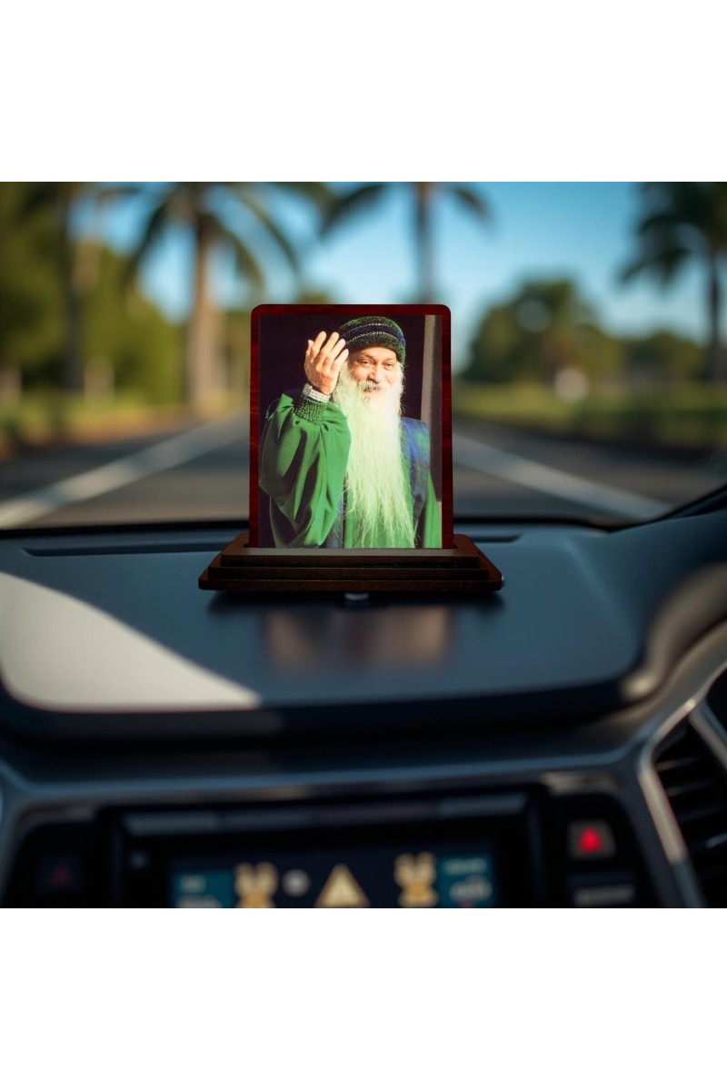 Car Desk/Table Top Osho Wooden Photo Stand 3x4 Inches, Compact & Stylish Spiritual Display For Car, Home & Office (Pack Of 1) (F14439)