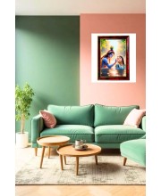 Radha Krishna In Water Photo Frame For Wall & Table | 7x9 Inch Golden Cherry Finish | Decorative Radha Krishna In Water Photo Frame For Home, Office & Pooja Room (F11590)