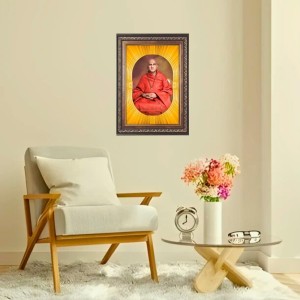 Swami Avdheshanand Giri Spiritual Guru Digital Photo In Designer Frame, Size 8x12 Inch | Hindu Religious Picture For Home Temple, Office & Gift | Wall Art & Pooja Decor (F10471)