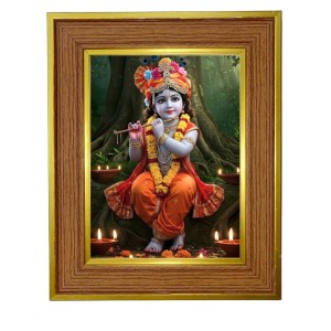 Divine Little Krishna Photo Frame 10x14 Inches-Brown Wooden Frame For Home, Office & Temple Decoration And Gifting (F6386) Divine Little Krishna Photo Frame 10x14 Inches-Brown Wooden Frame For Home, Office & Temple Decoration And Gifting (F6386)