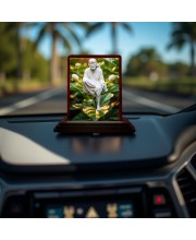 Car Desk/Table Top Lord Saibaba Wooden Photo Stand 3x4 Inches, Compact & Stylish Spiritual Display For Car, Home & Office (Pack Of 1) (F14323)