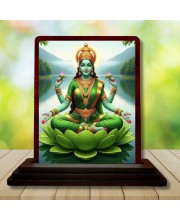 Car Desk/Table Top Goddess Lakshmi Wooden Photo Stand 3x4 Inches, Compact & Stylish Spiritual Display For Car, Home & Office (Pack Of 1) (F15135)