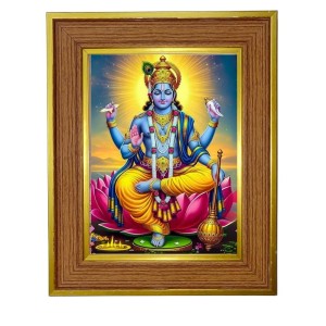 Divine Lord Vishnu Photo Frame 10x14 Inches-Brown Wooden Frame For Home, Office & Temple Decoration And Gifting (F6240) Divine Lord Vishnu Photo Frame 10x14 Inches-Brown Wooden Frame For Home, Office & Temple Decoration And Gifting (F6240)