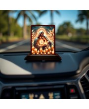 Car Desk/Table Top Lord Jesus Wooden Photo Stand 3x4 Inches, Compact & Stylish Spiritual Display For Car, Home & Office (Pack Of 1) (F14471)
