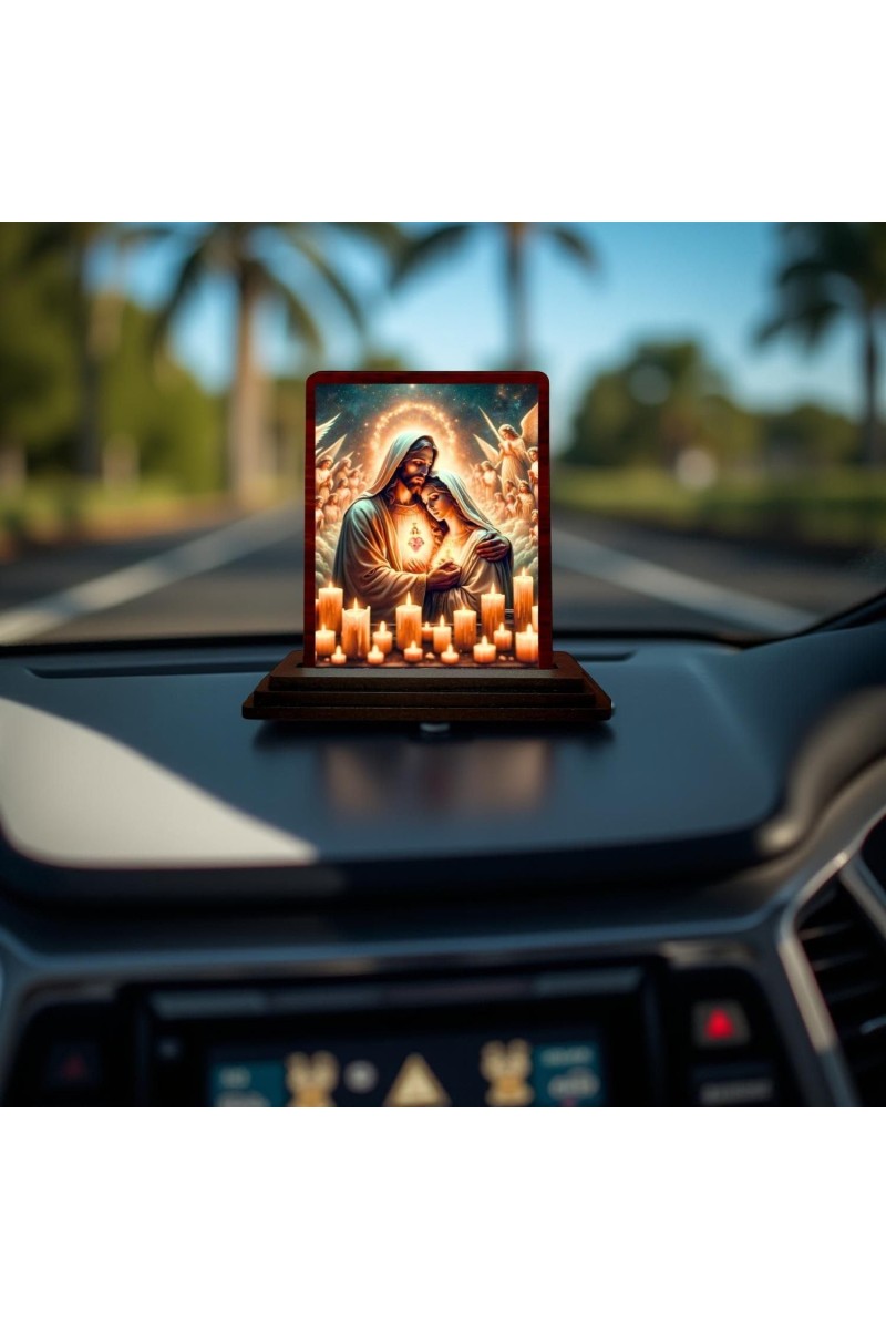 Car Desk/Table Top Lord Jesus Wooden Photo Stand 3x4 Inches, Compact & Stylish Spiritual Display For Car, Home & Office (Pack Of 1) (F14471)