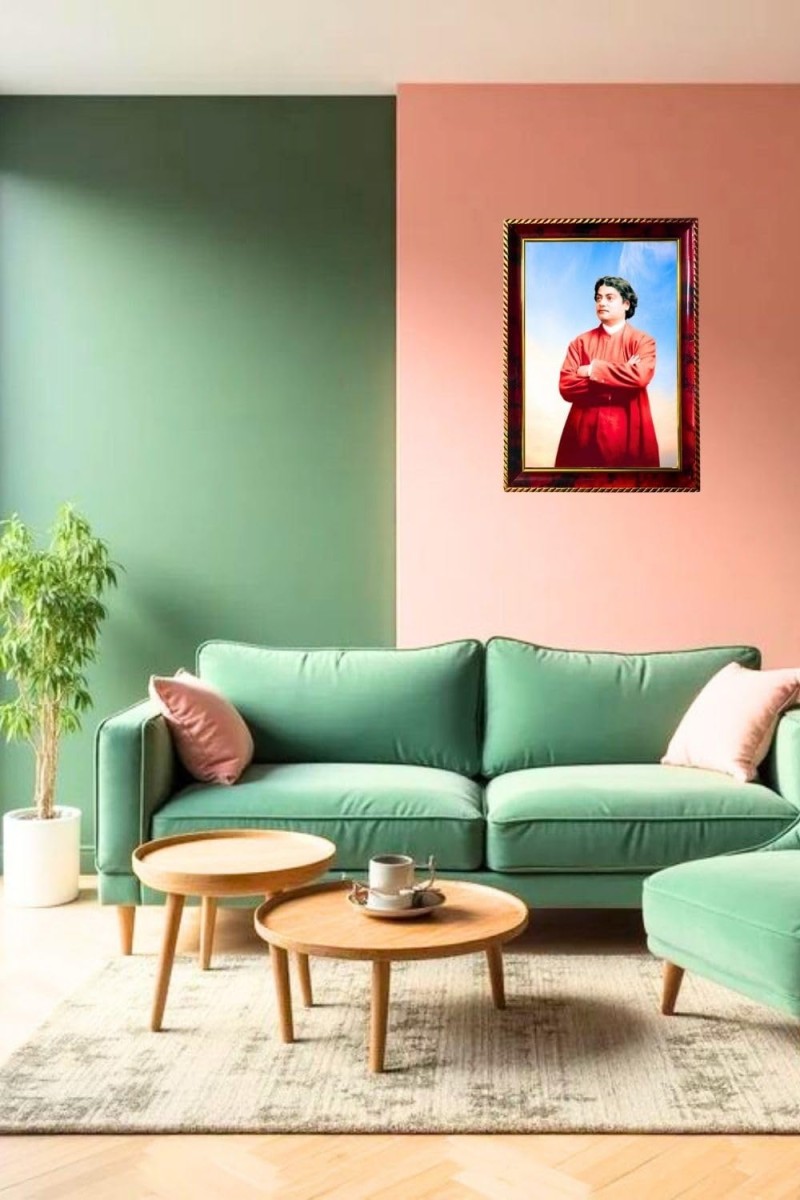 Swami Vivekananda Photo Frame For Wall & Table | 7x9 Inch Golden Cherry Finish | Decorative Swami Vivekananda Photo Frame For Home, Office & Pooja Room (F11555)