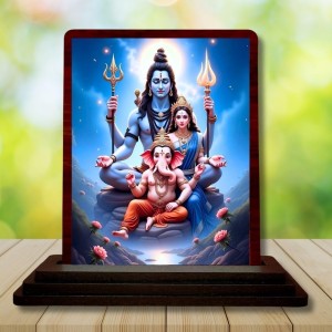 Car Desk/Table Top Lord Shiva And Parvathi And Ganesha Wooden Photo Stand 3x4 Inches, Compact & Stylish Spiritual Display For Car, Home & Office (Pack Of 1) (F14614) Car Desk/Table Top Lord Shiva And Parvathi And Ganesha Wooden Photo Stand 3x4 Inches, Compact & Stylish Spiritual Display For Car, Home & Office (Pack Of 1) (F14614)
