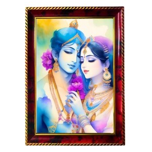 Radha Krishna Photo Frame For Wall & Table | 7x9 Inch Golden Cherry Finish | Decorative Radha Krishna Photo Frame For Home, Office & Pooja Room (F11578) Radha Krishna Photo Frame For Wall & Table | 7x9 Inch Golden Cherry Finish | Decorative Radha Krishna Photo Frame For Home, Office & Pooja Room (F11578)