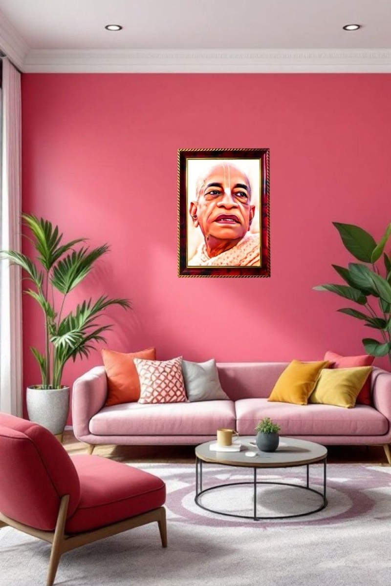 Swami Srila Prabhupada Ji Photo Frame For Wall & Table | 7x9 Inch Golden Cherry Finish | Decorative Swami Srila Prabhupada Ji Photo Frame For Home, Office & Pooja Room (F11526)