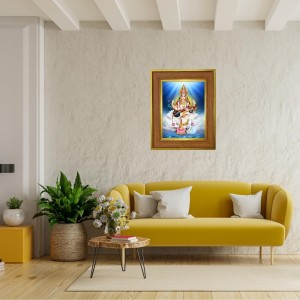 Goddess Saraswati Photo Frame 10x14 Inches-Brown Wooden Frame For Home, Office & Temple Decoration And Gifting (F6421)