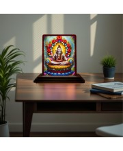 Car Desk/Table Top Lord Shiva Wooden Photo Stand 3x4 Inches, Compact & Stylish Spiritual Display For Car, Home & Office (Pack Of 1) (F15100)
