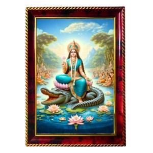 Maa Ganga Photo Frame For Wall & Table | 7x9 Inch Golden Cherry Finish | Decorative Maa Ganga Photo Frame For Home, Office & Pooja Room (F11340) Maa Ganga Photo Frame For Wall & Table | 7x9 Inch Golden Cherry Finish | Decorative Maa Ganga Photo Frame For Home, Office & Pooja Room (F11340)