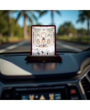 Car Desk/Table Top Lord Jagannath Wooden Photo Stand 3x4 Inches, Compact & Stylish Spiritual Display For Car, Home & Office (Pack Of 1) (F14597)