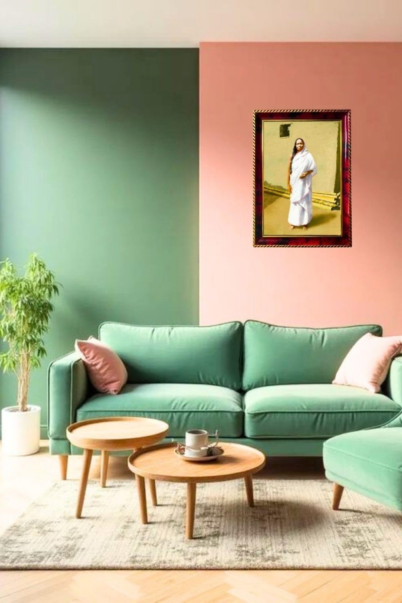 Sri Sarada Devi Photo Frame For Wall & Table | 7x9 Inch Golden Cherry Finish | Decorative Sri Sarada Devi Photo Frame For Home, Office & Pooja Room (F11584)