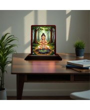 Car Desk/Table Top Lord Shiva Wooden Photo Stand 3x4 Inches, Compact & Stylish Spiritual Display For Car, Home & Office (Pack Of 1) (F15113)