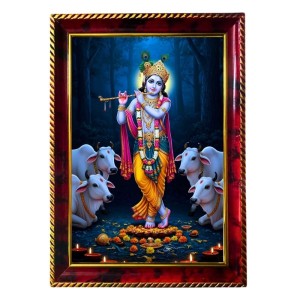 Lord Krishna Photo Frame For Wall & Table | 7x9 Inch Golden Cherry Finish | Decorative Lord Krishna Photo Frame For Home, Office & Pooja Room (F11562) Lord Krishna Photo Frame For Wall & Table | 7x9 Inch Golden Cherry Finish | Decorative Lord Krishna Photo Frame For Home, Office & Pooja Room (F11562)