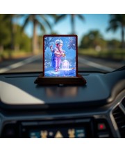 Car Desk/Table Top Lord Ganesha Wooden Photo Stand 3x4 Inches, Compact & Stylish Spiritual Display For Car, Home & Office (Pack Of 1) (F14518)