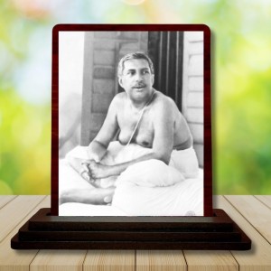 Car Desk/Table Top Sri Sri Anukul Chandra Thakur Wooden Photo Stand 3x4 Inches, Compact & Stylish Spiritual Display For Car, Home & Office (Pack Of 1) (F14642)