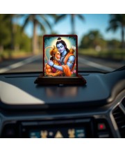 Car Desk/Table Top Lord Rama And Hanuman Wooden Photo Stand 3x4 Inches, Compact & Stylish Spiritual Display For Car, Home & Office (Pack Of 1) (F14637)