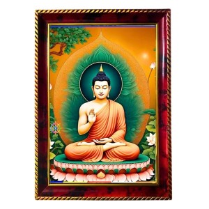 Serene Buddha Photo Frame For Wall & Table | 7x9 Inch Golden Cherry Finish | Decorative Serene Buddha Photo Frame For Home, Office & Pooja Room (F11615) Serene Buddha Photo Frame For Wall & Table | 7x9 Inch Golden Cherry Finish | Decorative Serene Buddha Photo Frame For Home, Office & Pooja Room (F11615)