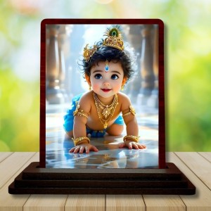 Car Desk/Table Top Lord Krishna Wooden Photo Stand 3x4 Inches, Compact & Stylish Spiritual Display For Car, Home & Office (Pack Of 1) (F14490) Car Desk/Table Top Lord Krishna Wooden Photo Stand 3x4 Inches, Compact & Stylish Spiritual Display For Car, Home & Office (Pack Of 1) (F14490)