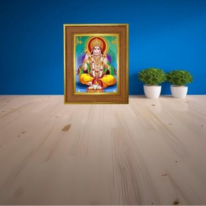 Lord Hanuman Photo Frame 10x14 Inches-Brown Wooden Frame For Home, Office & Temple Decoration And Gifting (F6362)