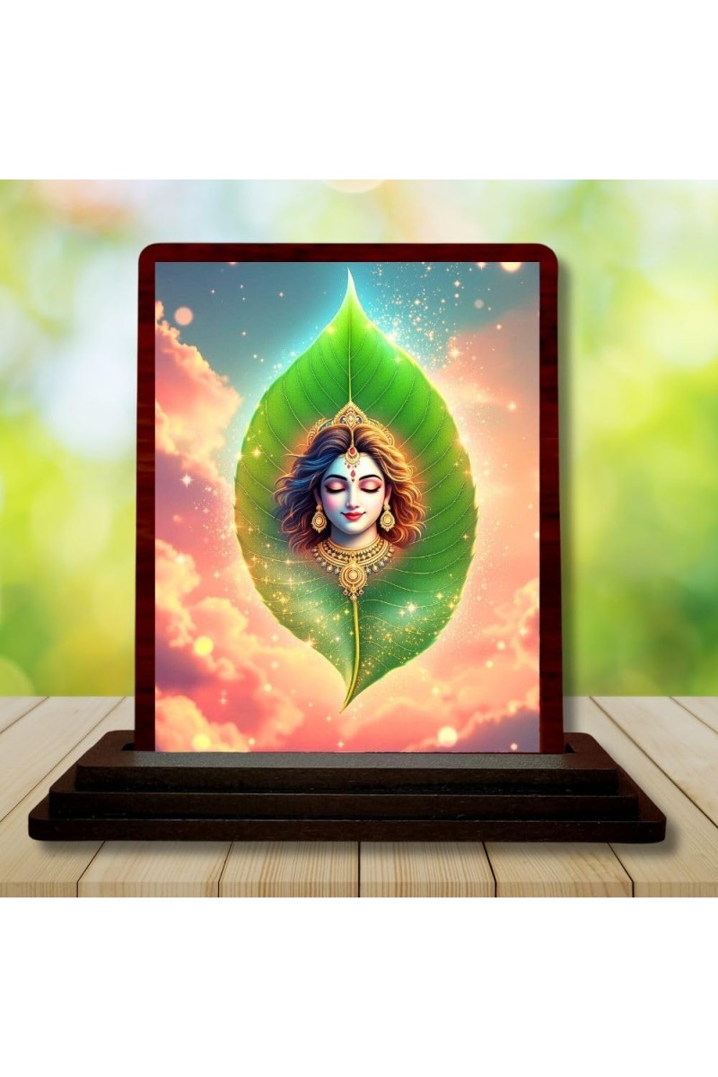Car Desk/Table Top Lord Krishna Wooden Photo Stand 3x4 Inches, Compact & Stylish Spiritual Display For Car, Home & Office (Pack Of 1) (F14391)