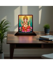 Car Desk/Table Top Lord Ganesha Wooden Photo Stand 3x4 Inches, Compact & Stylish Spiritual Display For Car, Home & Office (Pack Of 1) (F15163)