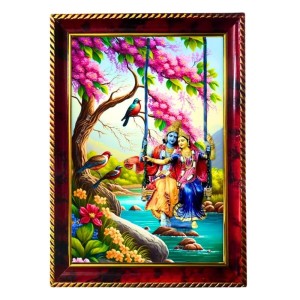 Radha Krishna On Swing Photo Frame For Wall & Table | 7x9 Inch Golden Cherry Finish | Decorative Radha Krishna On Swing Photo Frame For Home, Office & Pooja Room (F11397) Radha Krishna On Swing Photo Frame For Wall & Table | 7x9 Inch Golden Cherry Finish | Decorative Radha Krishna On Swing Photo Frame For Home, Office & Pooja Room (F11397)