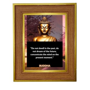Buddha Photo Frame 10x14 Inches-Brown Wooden Frame For Home, Office & Temple Decoration And Gifting (F6326)