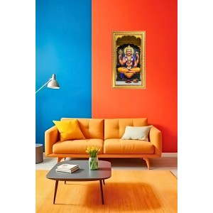 Shani Dev Digital Golden Color Photo Frame | Hindu Religious Wall Decor | 10x17 Inches - Inspirational Wall Art For Office, Home Decor - Ideal Spiritual Gift (F10377)