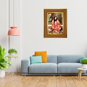 Anandamayi Ma Photo Frame 10x14 Inches-Brown Wooden Frame For Home, Office & Temple Decoration And Gifting (F6392)