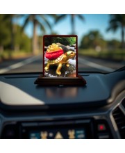 Car Desk/Table Top Feng Shui Vastu Tortoise Wooden Photo Stand 3x4 Inches, Compact & Stylish Spiritual Display For Car, Home & Office (Pack Of 1) (F14576)