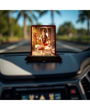 Car Desk/Table Top Lord Shiva Wooden Photo Stand 3x4 Inches, Compact & Stylish Spiritual Display For Car, Home & Office (Pack Of 1) (F14574)