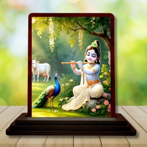 Car Desk/Table Top Lord Krishna Wooden Photo Stand 3x4 Inches, Compact & Stylish Spiritual Display For Car, Home & Office (Pack Of 1) (F14515) Car Desk/Table Top Lord Krishna Wooden Photo Stand 3x4 Inches, Compact & Stylish Spiritual Display For Car, Home & Office (Pack Of 1) (F14515)