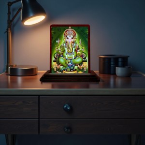 Car Desk/Table Top Lord Ganesha Wooden Photo Stand 3x4 Inches, Compact & Stylish Spiritual Display For Car, Home & Office (Pack Of 1) (F14159) Car Desk/Table Top Lord Ganesha Wooden Photo Stand 3x4 Inches, Compact & Stylish Spiritual Display For Car, Home & Office (Pack Of 1) (F14159)